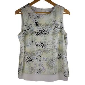 Rose + Olive Animal Print Sleeveless Top Medium Abstract Layered Tank Blouse M